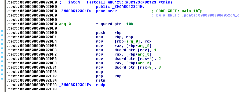 Code 12: Các biến của một đối tượng trong C++ và hợp ngữ tương ứng